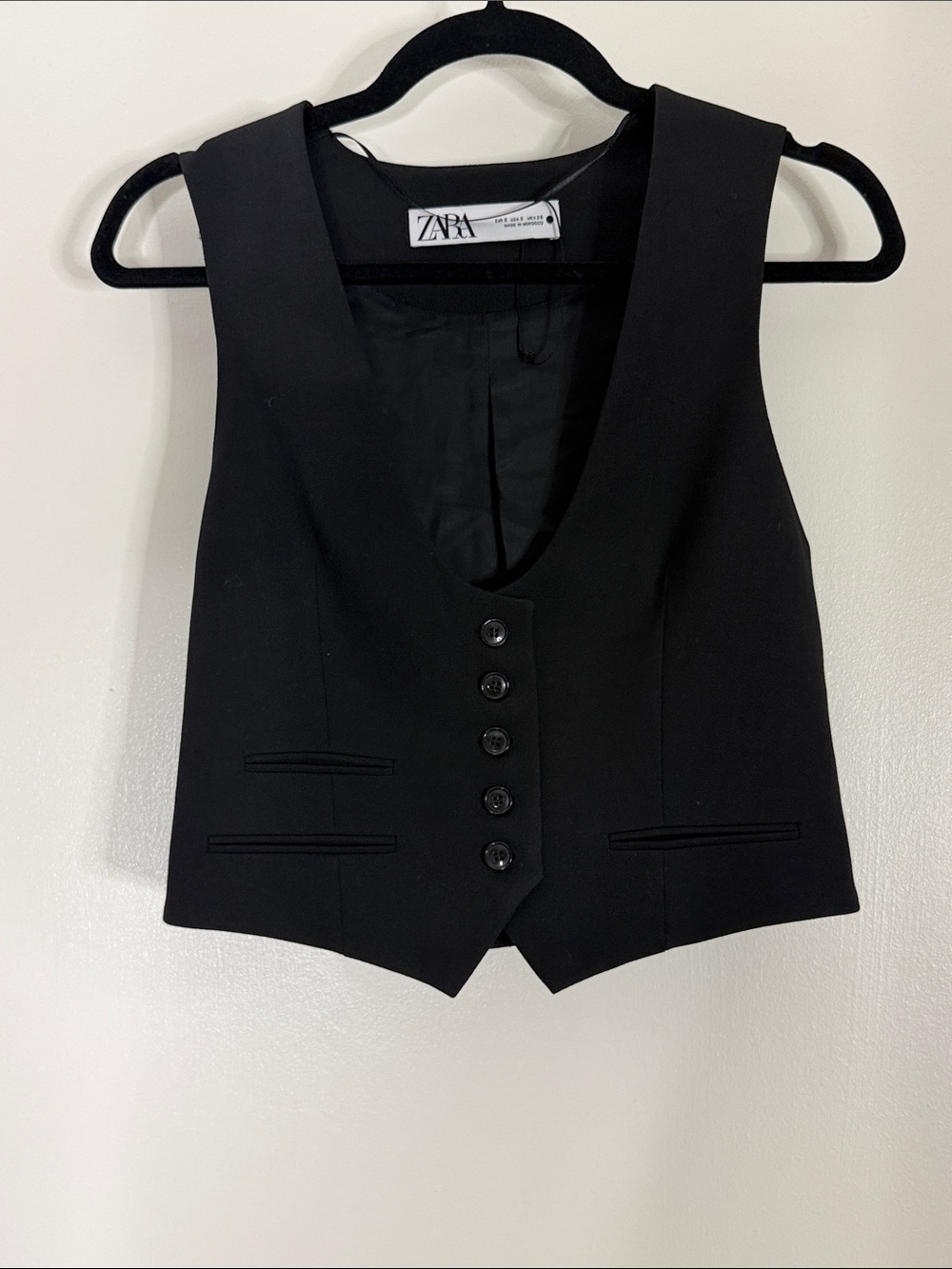 Zara Black Classic Buttoned Tailored Vest